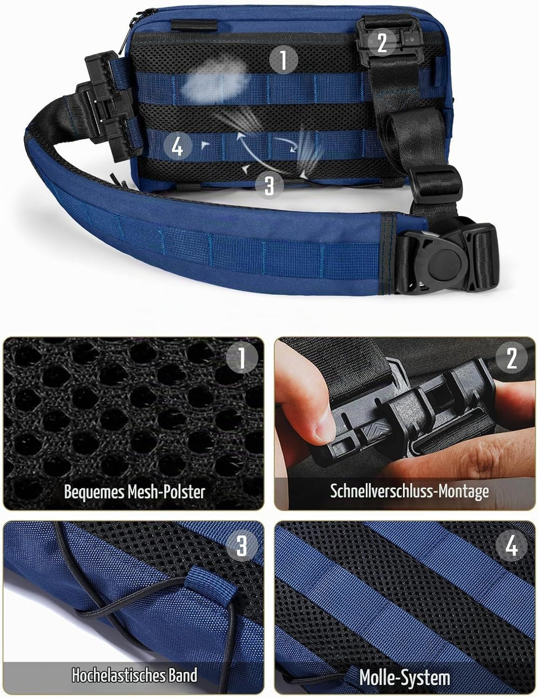 TACTICAL_GEEK Cache L3 EDC Leichter Sling Bag Chest Crossbody Bag für Herren Damen, Kompakt Bauchtas