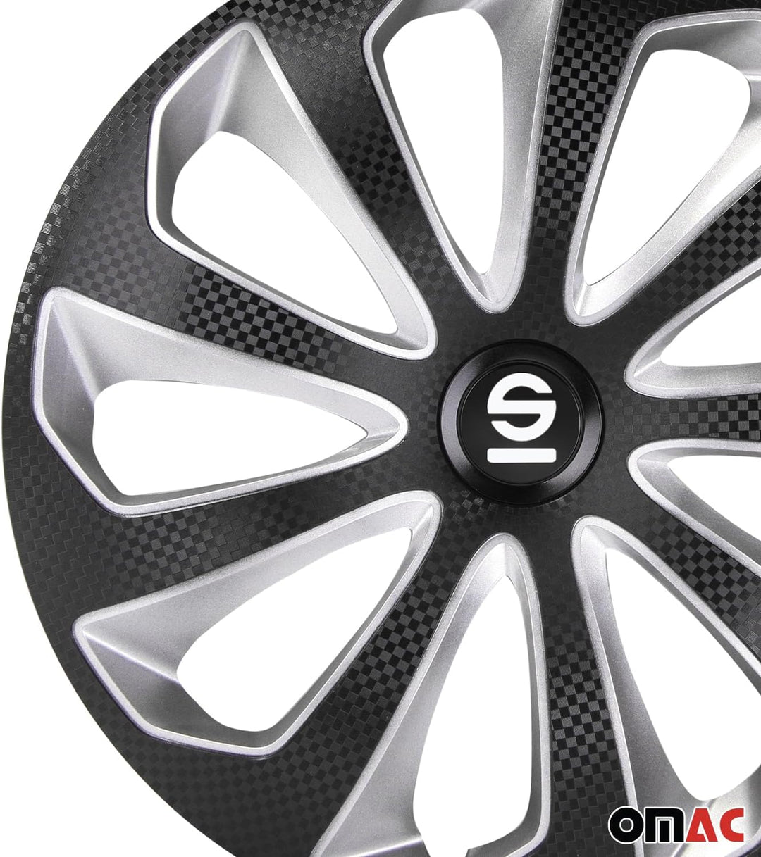 Satz Sparco Radzierblenden Sicilia 14-Zoll Schwarz/Silber/Karbon