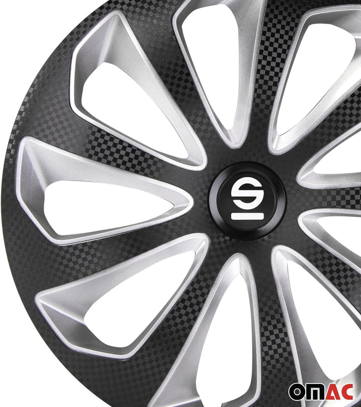 Satz Sparco Radzierblenden Sicilia 14-Zoll Schwarz/Silber/Karbon