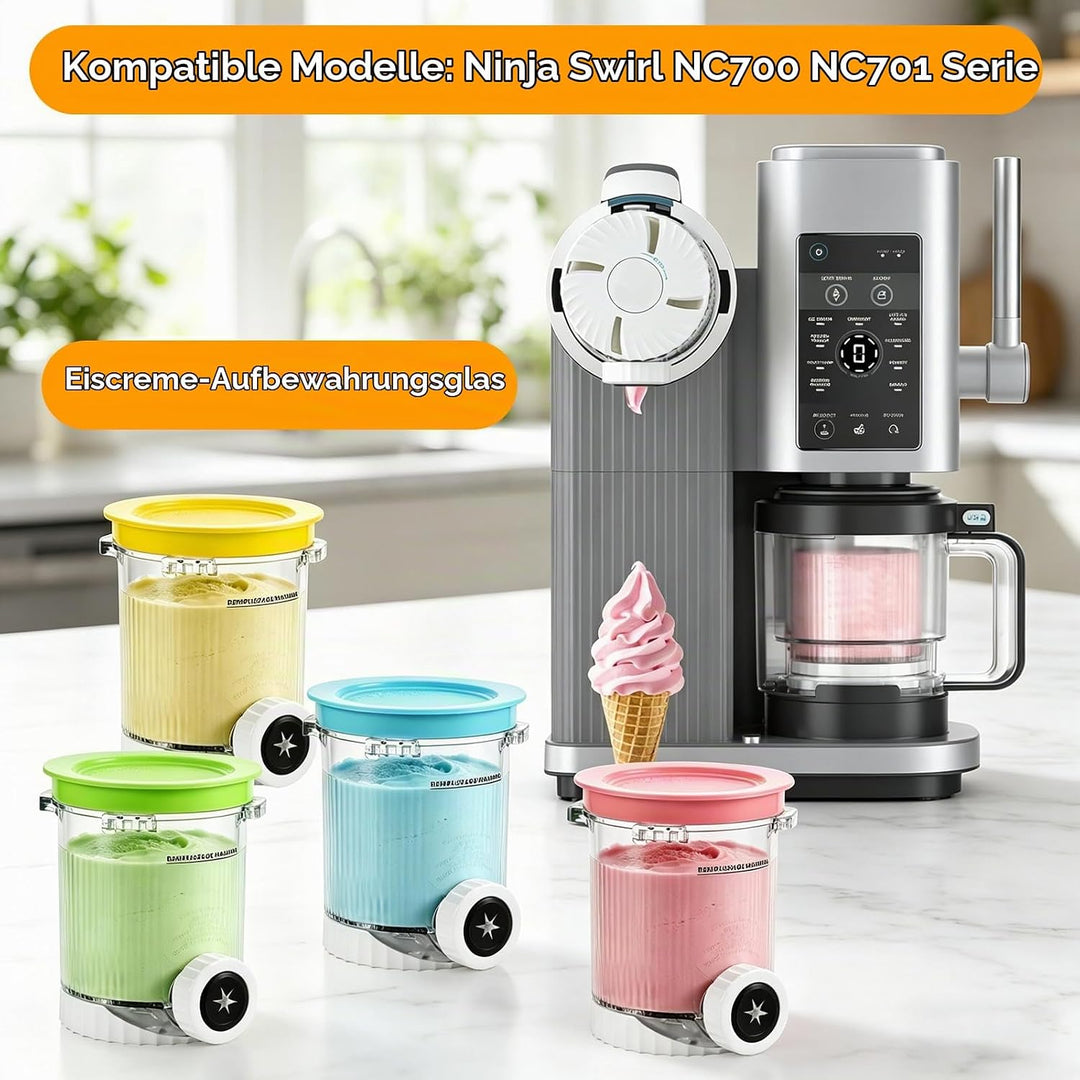 4 Stück für Ninja Creami Behälter, Behälter Kompatibel für Ninja Swirl by CREAMi, Zubehör für Modell