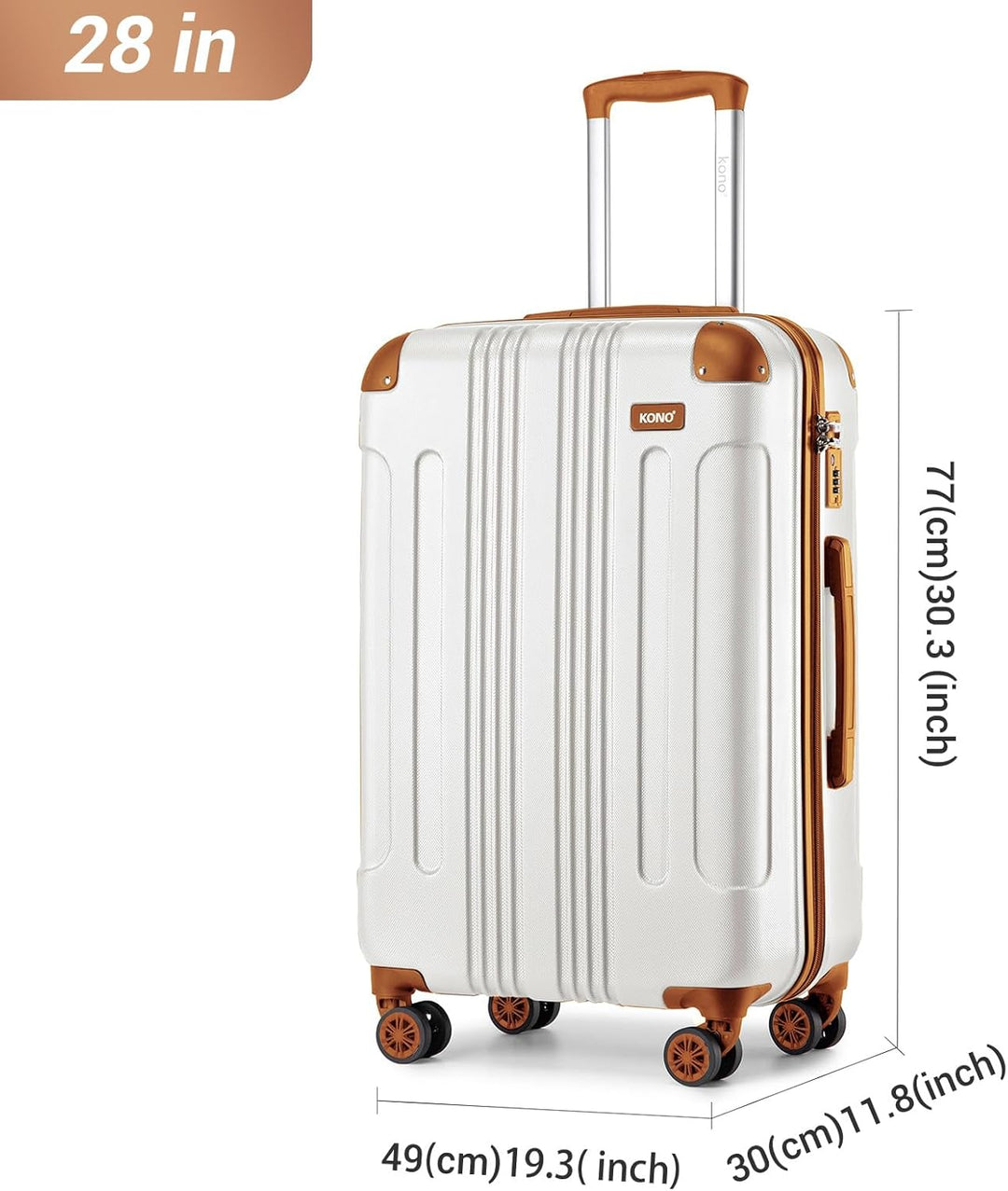 KONO 75cm Koffer XL Gross Hartschale Trolley Rollkoffer Reisekoffer mit 4 Rollen 75x47x29cm (Koffer