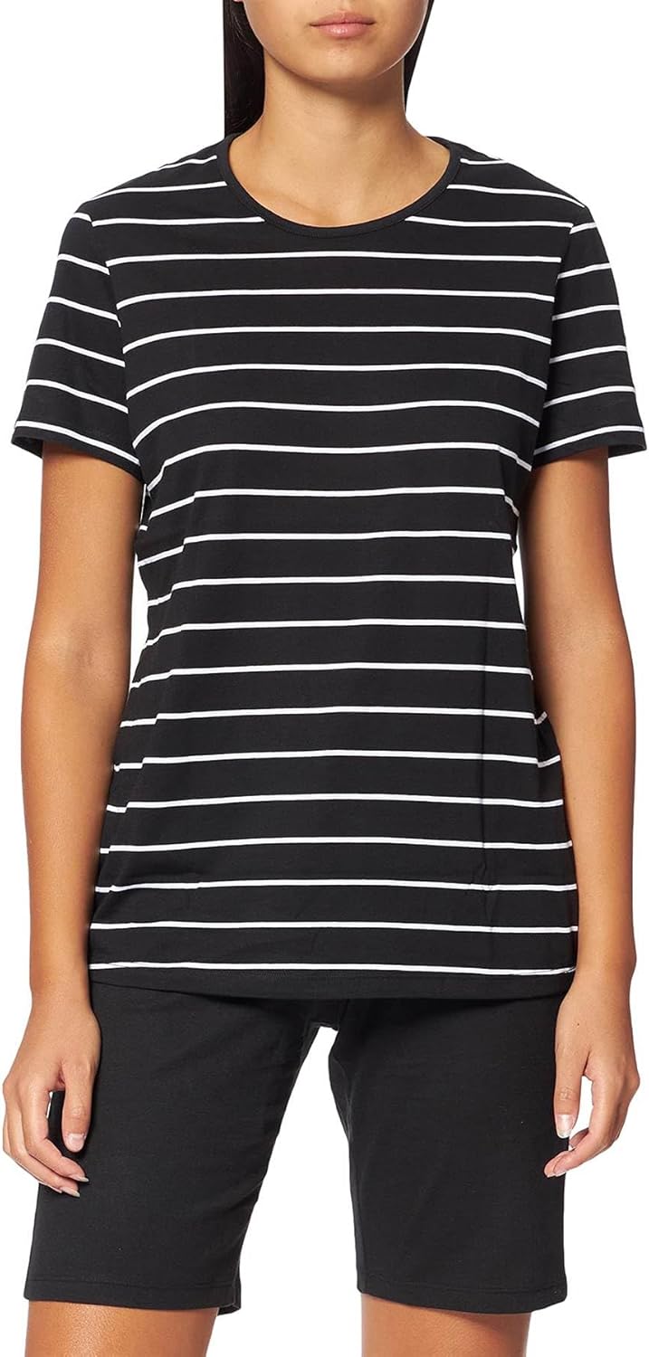 Schiesser Damen Schlafanzug Set kurz Baumwolle Modal - Nightwear 36 Schwarz_173625, 36 Schwarz_17362