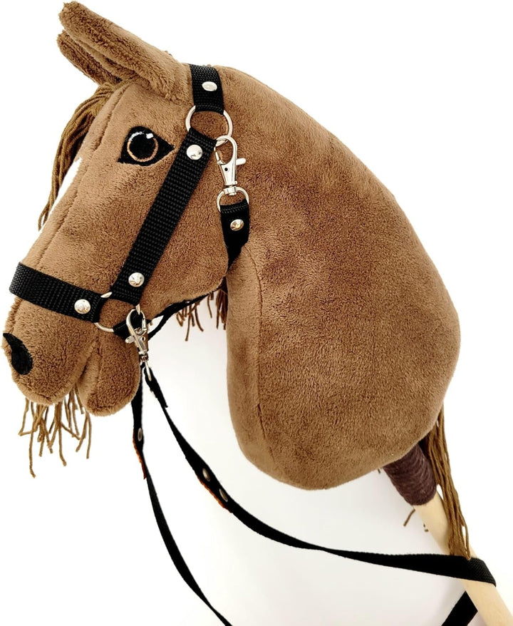 Steckenpferd A4 (Pferd auf einem Stock) Hobby Horse A4 komplett mit Kantar wie auf dem Foto (Hellbra