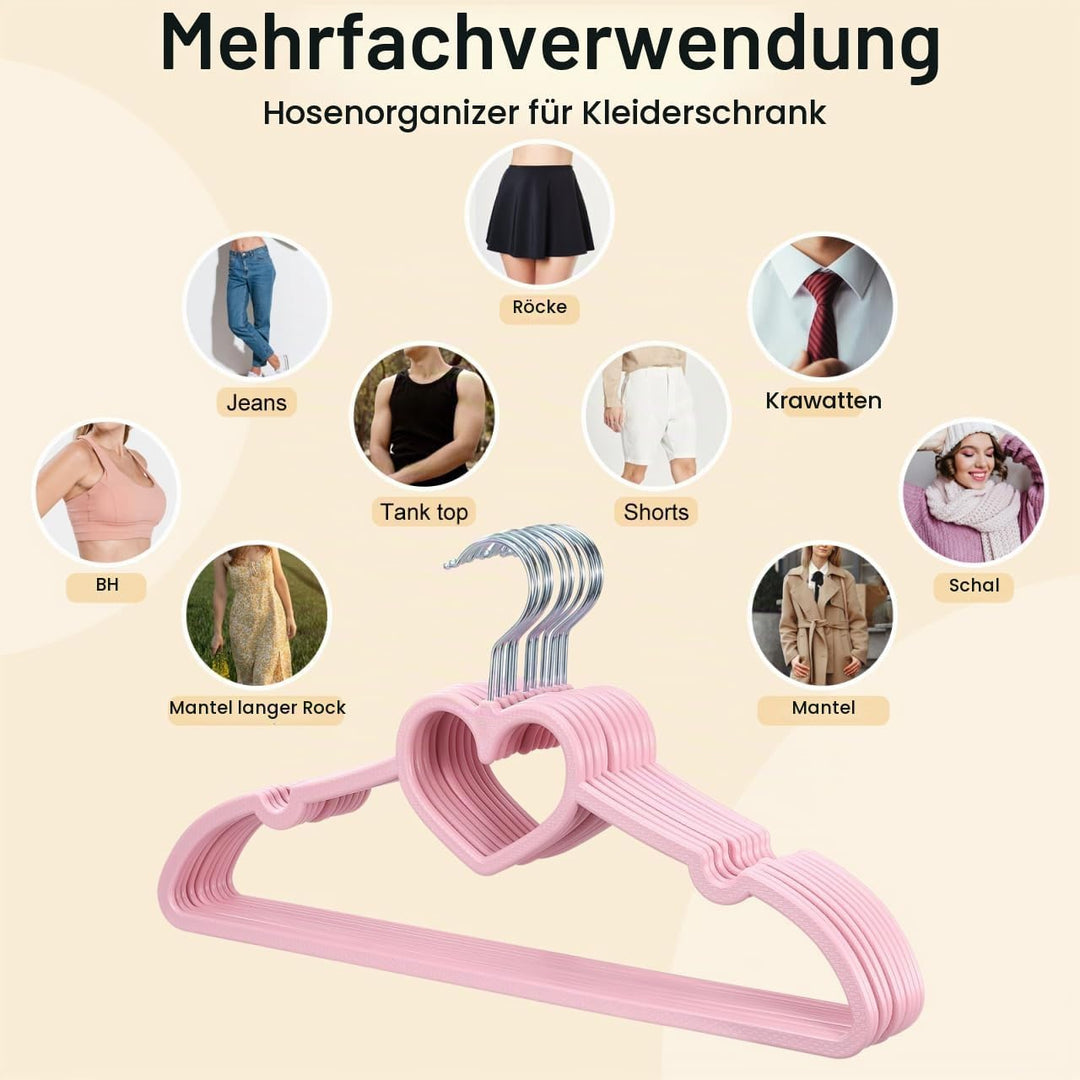 IMIKEYA Kleiderbügel Kunststoff 20er Set - rutschfeste Herz Kleiderbügel Rosa 40cm Stabil Platzspare