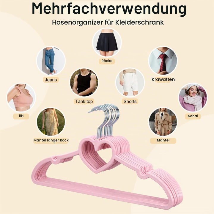 IMIKEYA Kleiderbügel Kunststoff 20er Set - rutschfeste Herz Kleiderbügel Rosa 40cm Stabil Platzspare