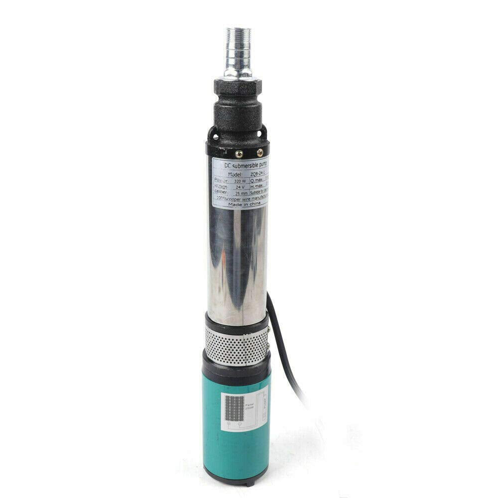 Tiefbrunnenpumpe, 320W Solar Brunnenpumpe Edelstahl DC 24V Wasserpumpe Tauchpumpe 25m 5m³/h Schraube