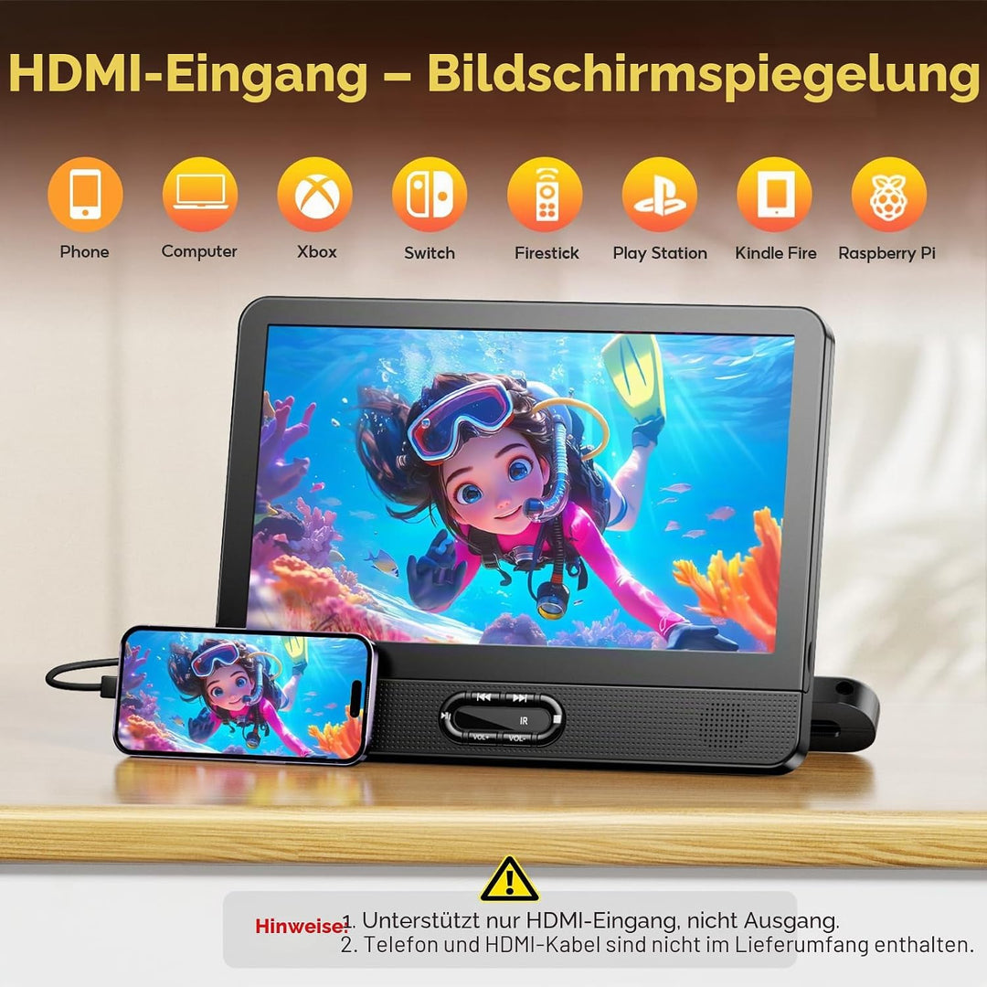 Arafuna 12 Zoll DVD Player Auto, Mirror Link, 1080p Auto Fernseher, DVD Player Auto Kinder Supporte