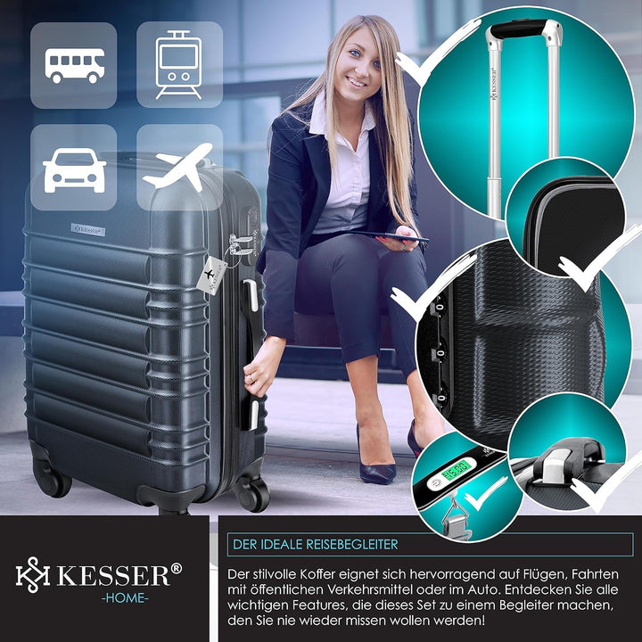 KESSER® Handgepäck Reisekoffer Hartschalen-Koffer Inkl. Kofferwaage + Gepäckanhänger Trolley Gepäck