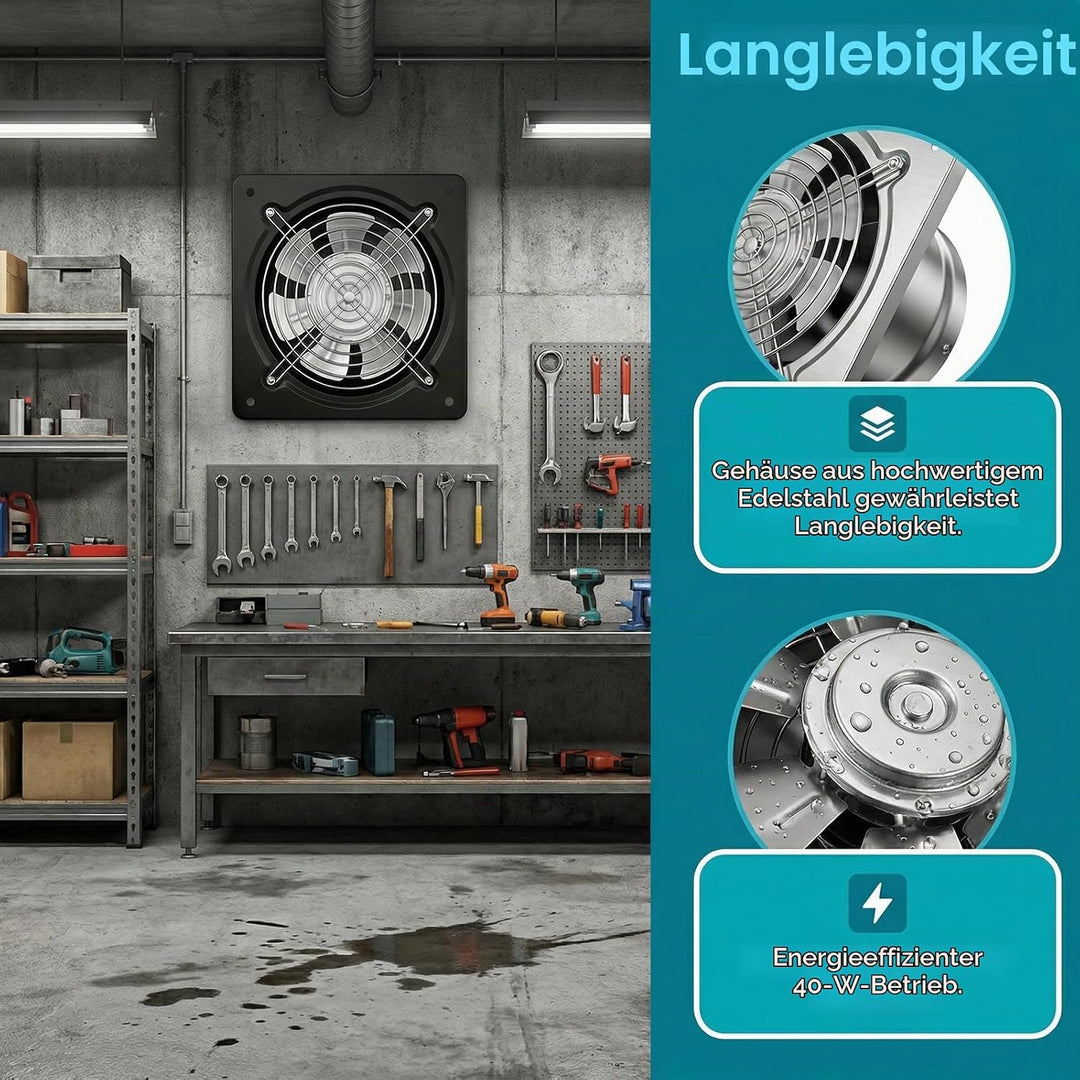 150mm Abluftventilator, Leistungsstarke Wandventilator, Industrieller Wandventilator, 600m³/H, Leise