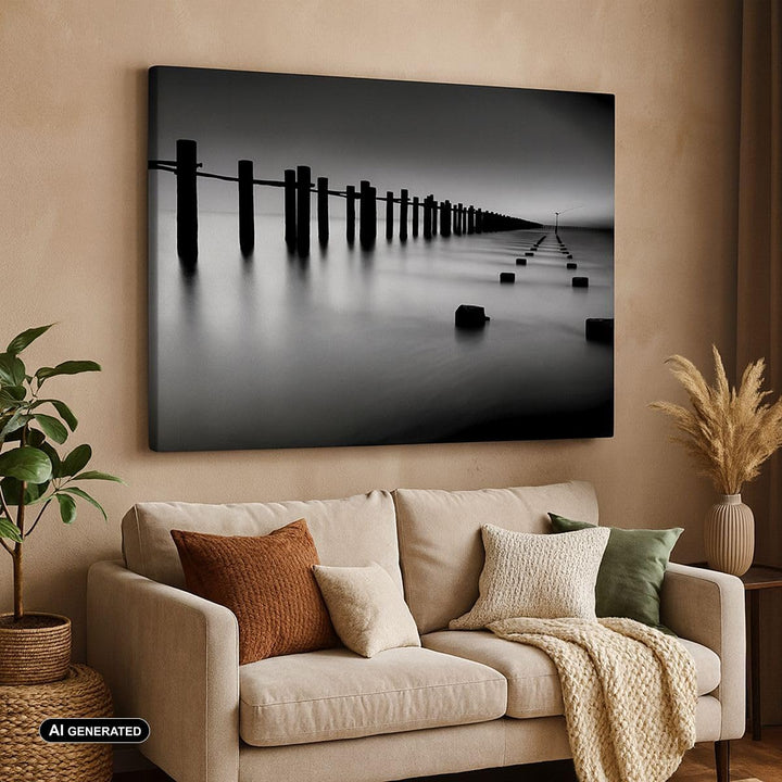 Bilder auf Leinwand 100x70cm Leinwandbild Meer Ufer Ozean Horizont Gross Wanddeko Bild Schlafzimmer