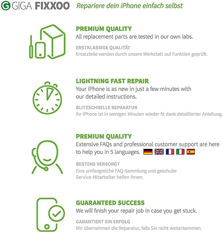 GIGA Fixxoo® iPhone XS Display Original [inkl. Werkzeug-Kit] - Retina LCD Glas mit Touchscreen - Ori