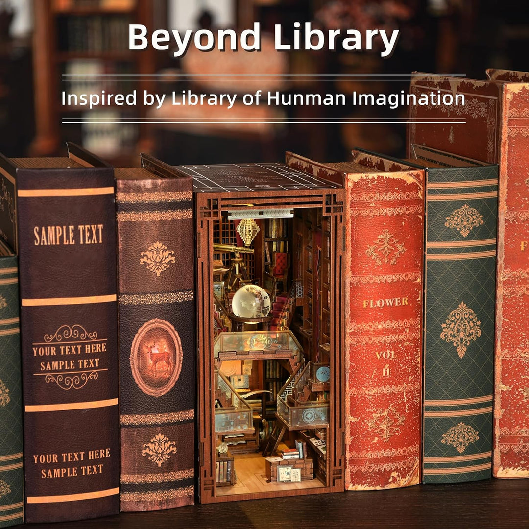 Book Nook Kit, DIY Miniatur Puppenhaus Booknook Kit, 3D Wooden Puzzle Bookend Bookshelf Insert Decor