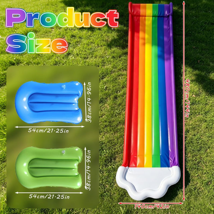Wasserrutsche Garten, 4.8x1.4M Doppel Wasser Rutsche, Wasserspielzeug Wasserrutschmatte mit 2 Bodybo