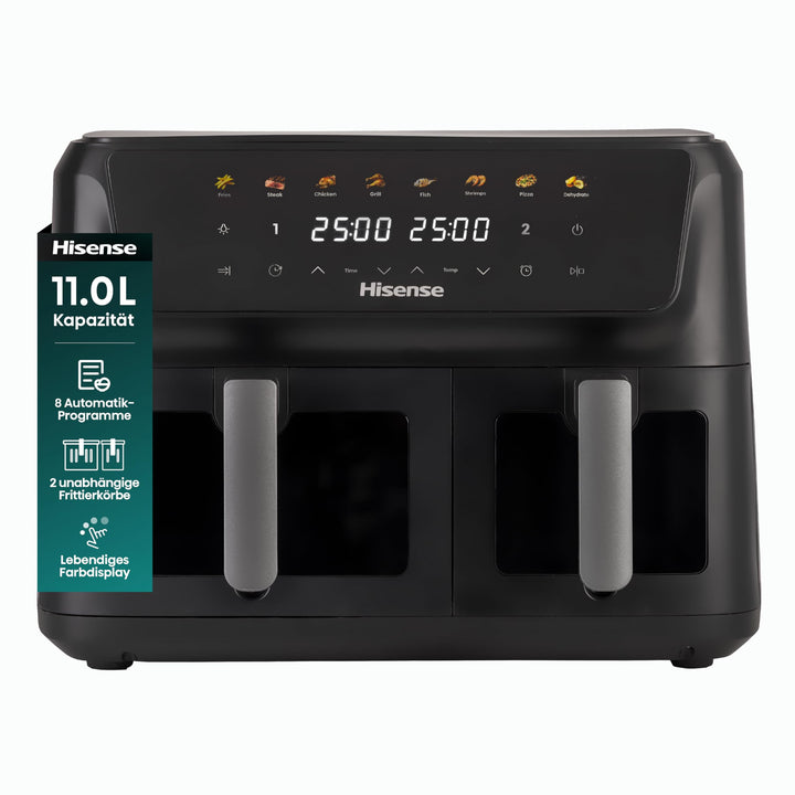 Hisense HAF2700DCD Heissluftfritteuse /2700 W /11 L Kapazität /8 voreingestellte Programme/Antihaft-
