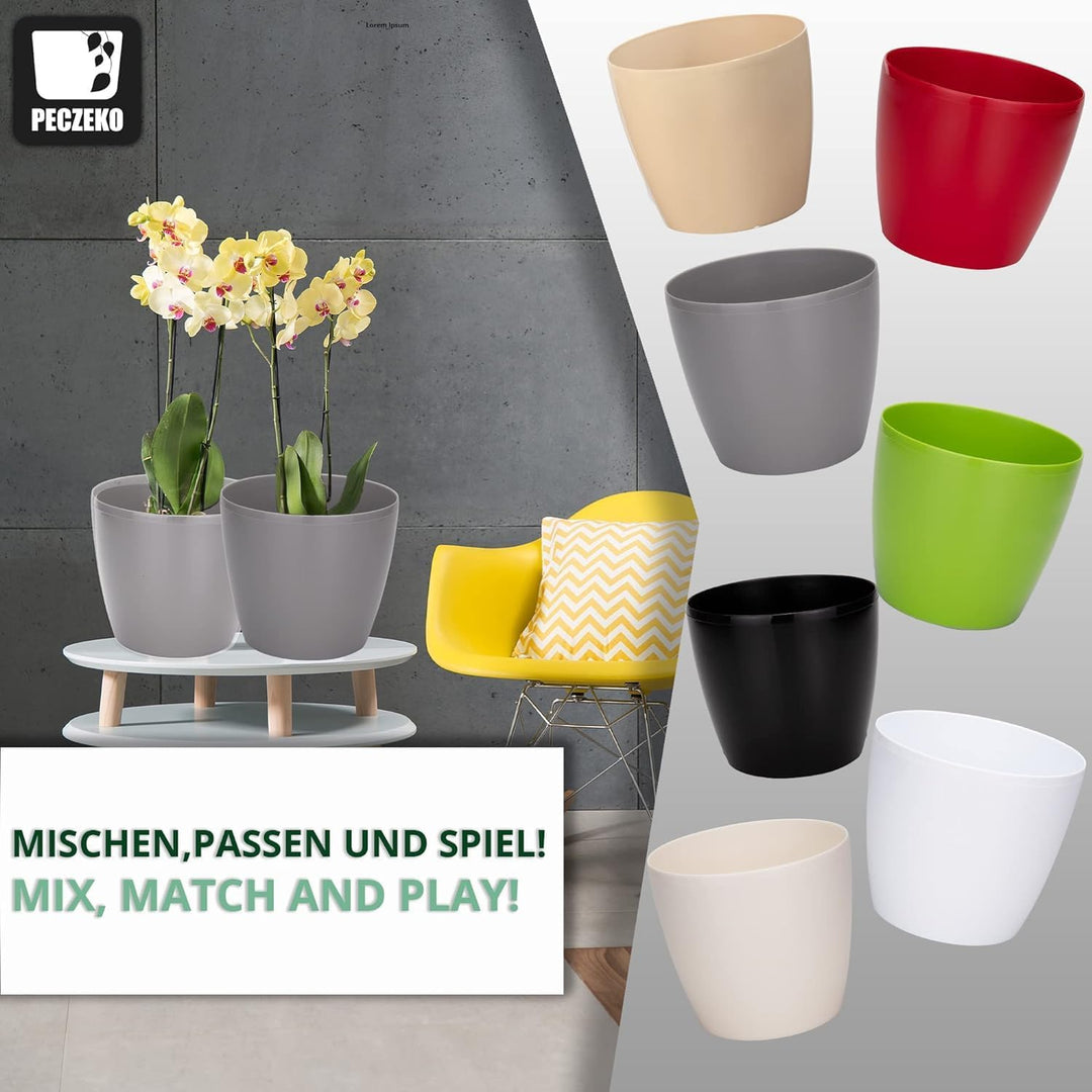 PECZEKO Glänzende Blumentöpfe - Deko Pflanztopf für Blumen &amp; Kräuter - Langlebige &amp; leichte runde Ku