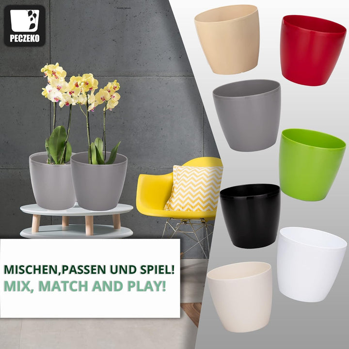 PECZEKO Glänzende Blumentöpfe - Deko Pflanztopf für Blumen &amp; Kräuter - Langlebige &amp; leichte runde Ku
