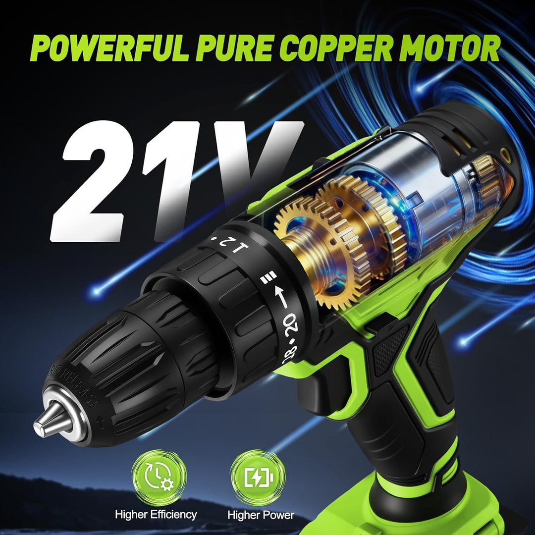 Akkuschrauber Akku Bohrschrauber Akkubohrer Akku Bohrmaschine 20V, 40 Nm, 18+1 Drehmomentstufen, 60-