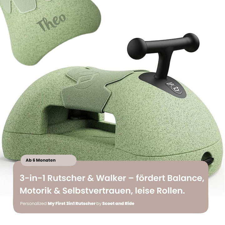 Scoot and Ride - Personalisierbar My First 3in1 Rutscher Baby Walker Ride On Caster Board Grün ab 6
