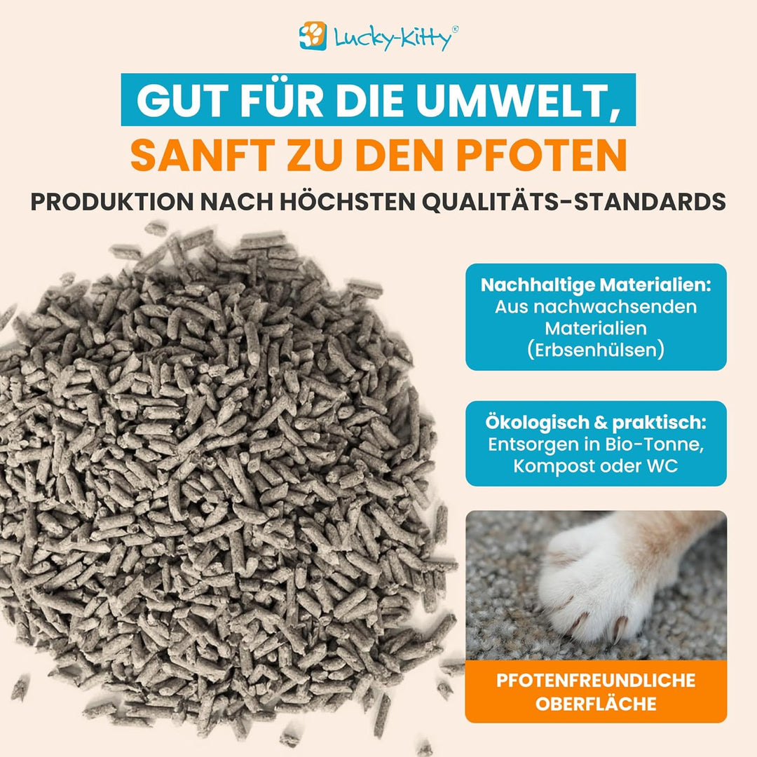 Lucky-Kitty Katzenstreu Klumpstreu, ökologisch I Staubfrei & klumpend, hochsaugfähig & geruchsneutra