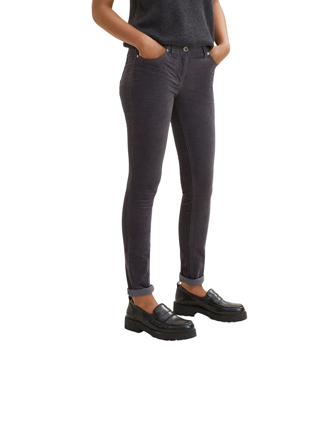 TOM TAILOR Damen Alexa Slim Samthose 34W / 32L 15417 - Evident Anthracite, 34W / 32L 15417 - Evident