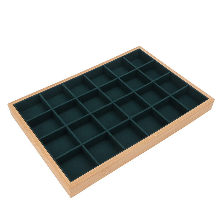 Schmuck-Aufbewahrungs-Display-Tablett, 24 Gitter, Schmuck-Tablett, Holzarmband, Halsketten-Display,