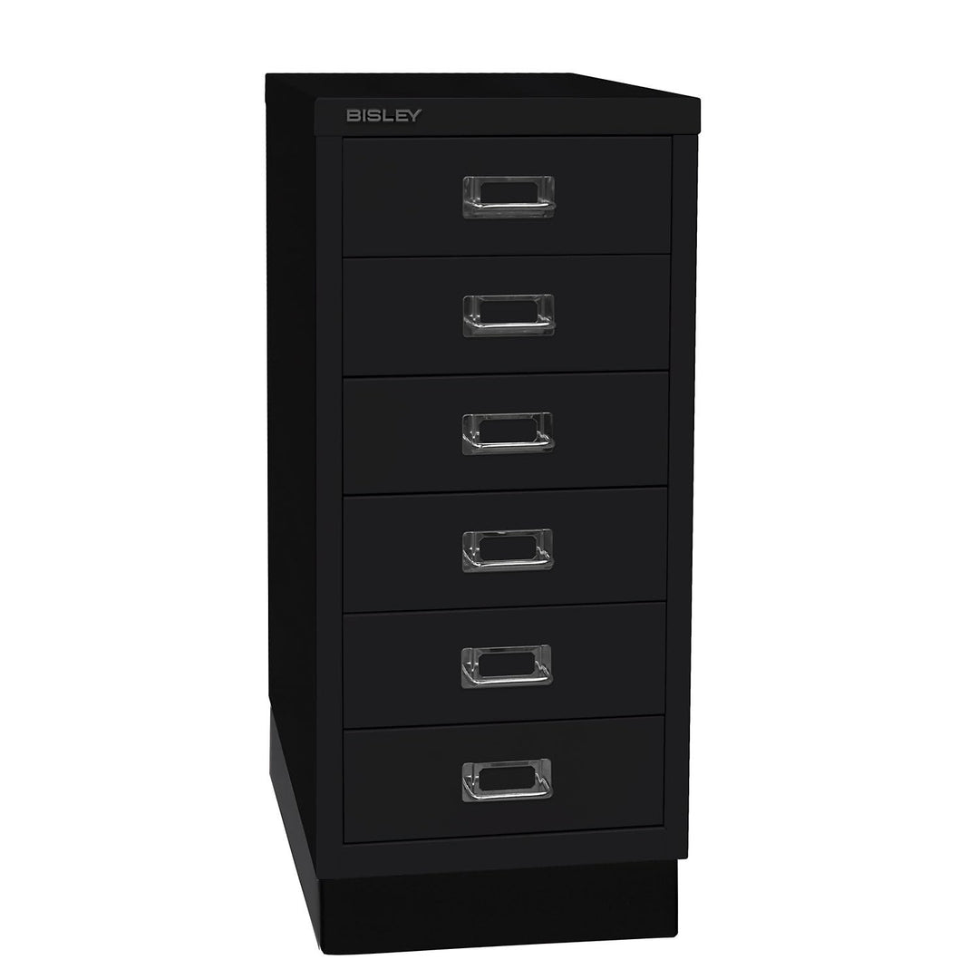 BISLEY MultiDrawer, 29er Serie mit Sockel, DIN A4, 6 Schubladen, Metall, 633 Schwarz, 38 x 27.9 x 67