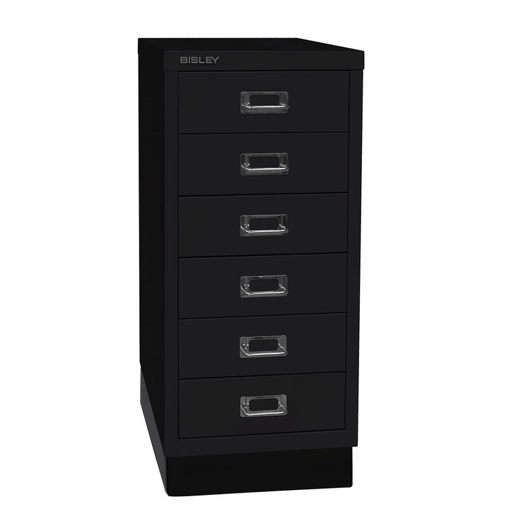 BISLEY MultiDrawer, 29er Serie mit Sockel, DIN A4, 6 Schubladen, Metall, 633 Schwarz, 38 x 27.9 x 67