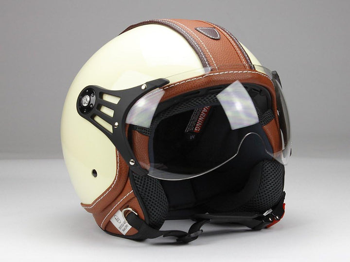 BNO-PL28 Jethelm Beige glänzend + Braun, Motorradhelm, Schutzhelm Helm S - XL, XL