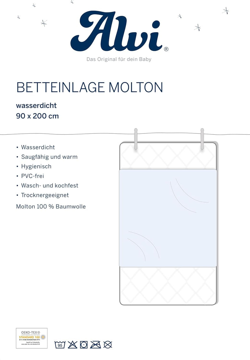 Alvi wasserdichte Betteinlage Molton/Molton 90 x 200 cm Weiss