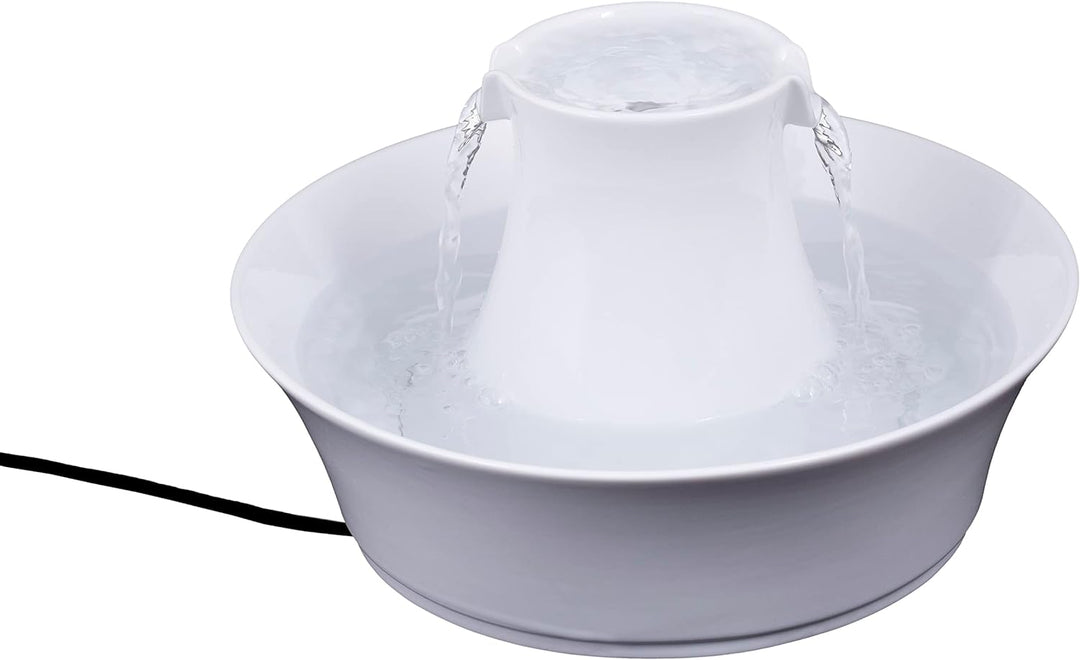 PetSafe Drinkwell Keramik-Trinkbrunnen Avalon, Gefiltertes Trinkwasser für Hunde und Katzen, 2 L Was