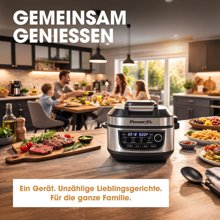 Mediashop PowerXL Multicooker – 12-in-1 Kocher mit Air Fryer Funktion – zum Braten, Kochen, Frittier