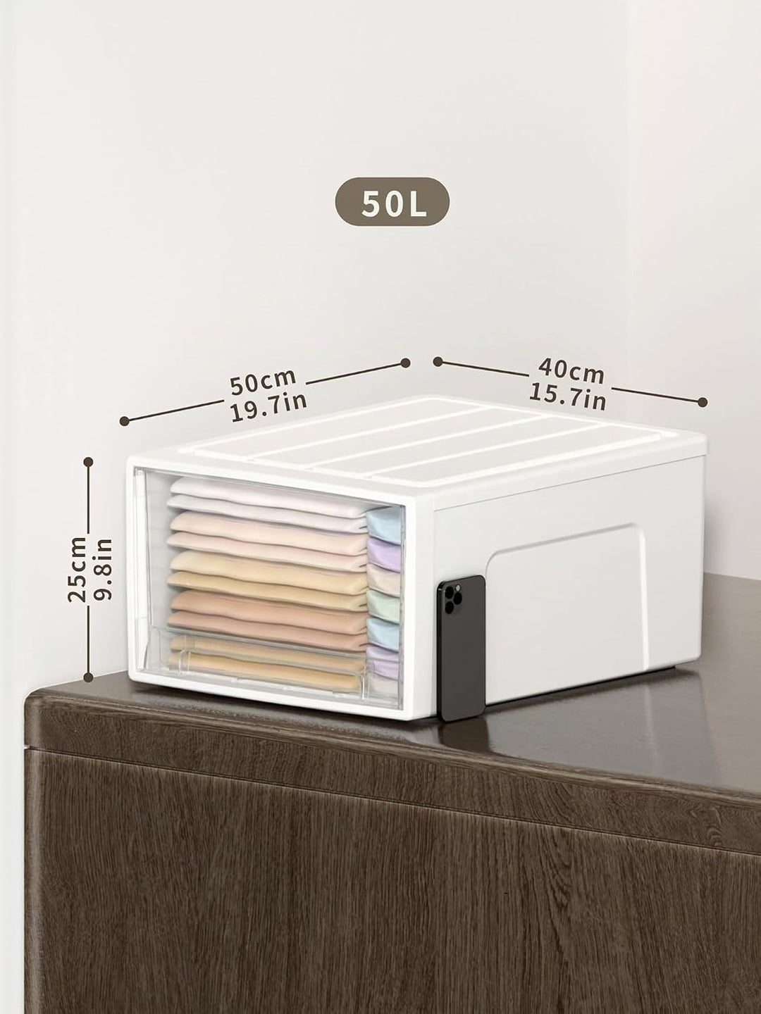 Cetomo 50L*3 Schubladenschrank, Schubladencontainer, 3 Schubladen mit 50L, durchsichtige Schubladen,