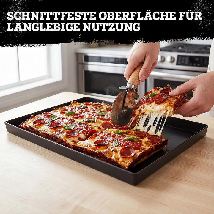 FMprofessional Pizzablech-Set 60x40 cm, eckige From ideal für Pizza, Backblech ist hitzebeständig bi