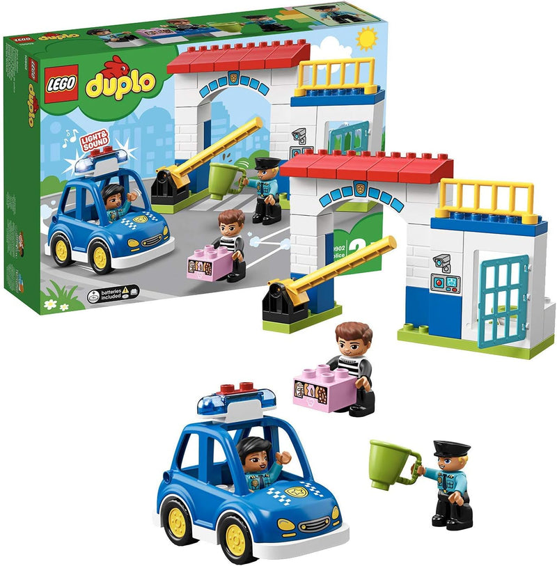 LEGO 10902 DUPLO Polizeistation mit Polizeiauto, Gefängniszelle und 2 Polizisten als Minifiguren, Li