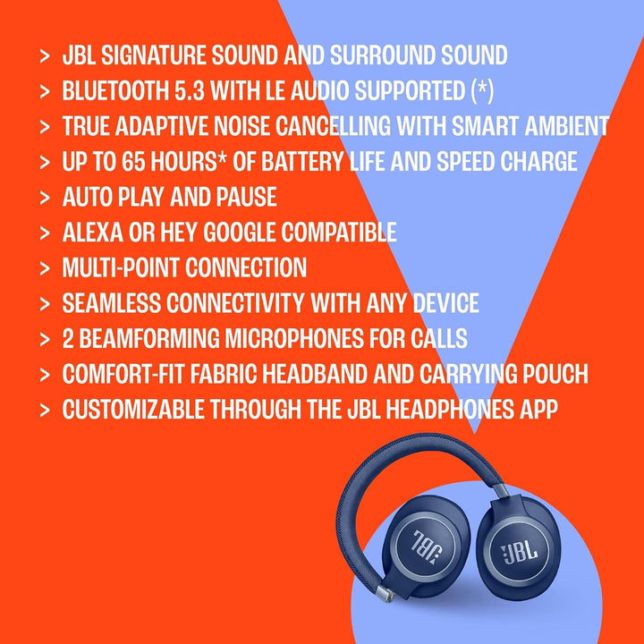JBL Live 770 NC – Bluetooth Over-Ear-Kopfhörer mit adaptivem Noise-Cancelling – Kabellose Ohrhörer m
