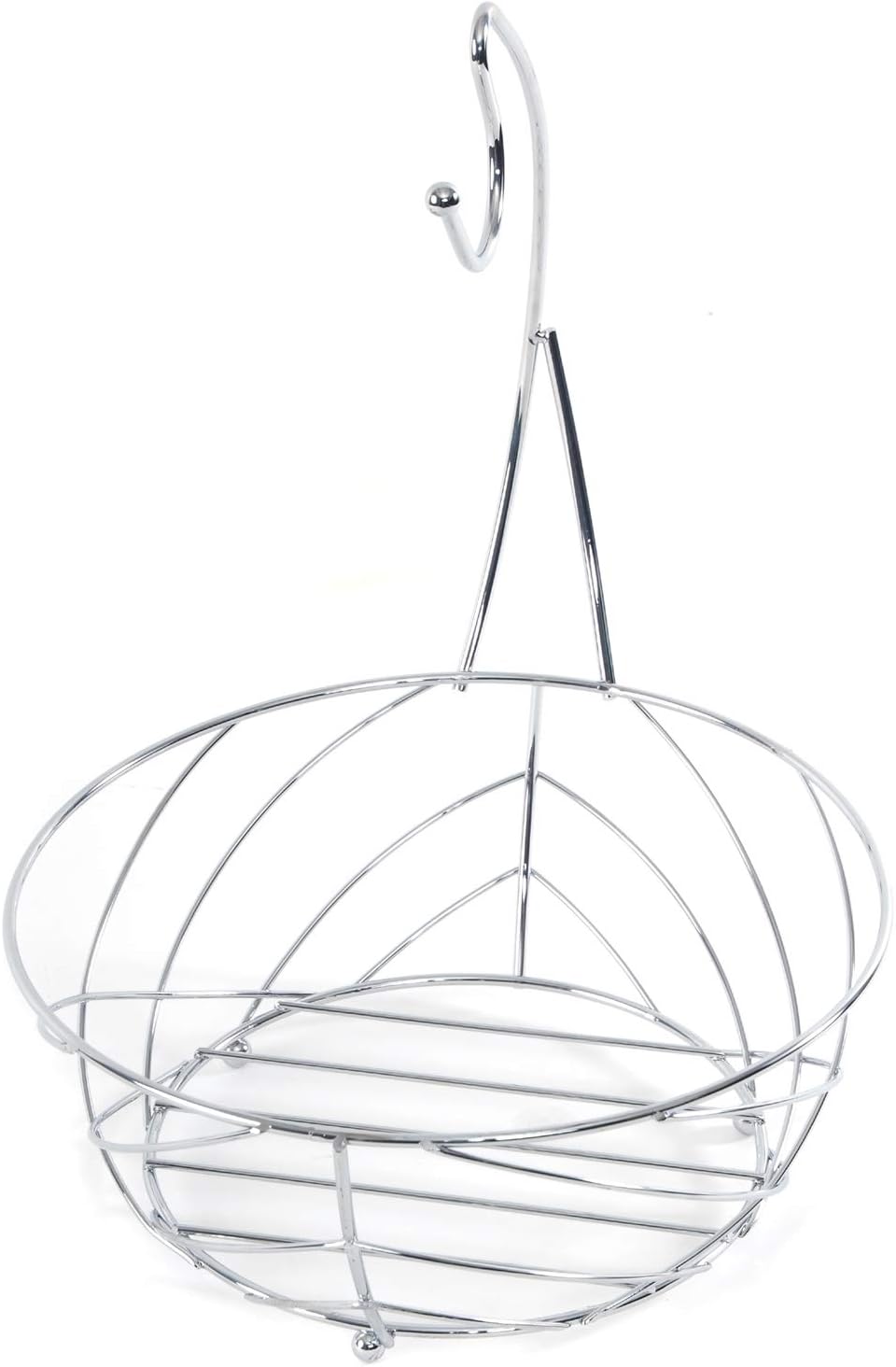 DESIGN DELIGHTS PRAKTISCHER METALL OBSTKORB FRESH | Ø 25 cm, verchromt, mit Bananenaufhänger | Früch