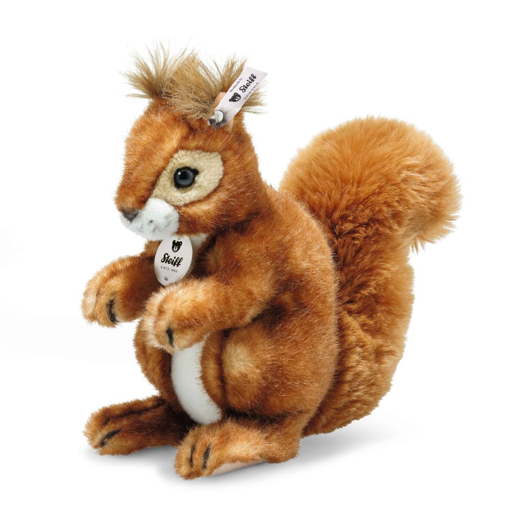 Steiff Niki Eichhörnchen - 21 cm - Kuscheltier für Kinder - weich & waschbar - rotbraun (045141), Ro