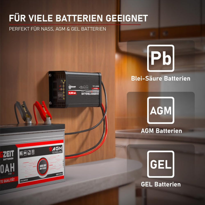 Loadchamp Automatik Batterie Akku Ladegerät 10A 24V Batterieladegerät, 10A 24V