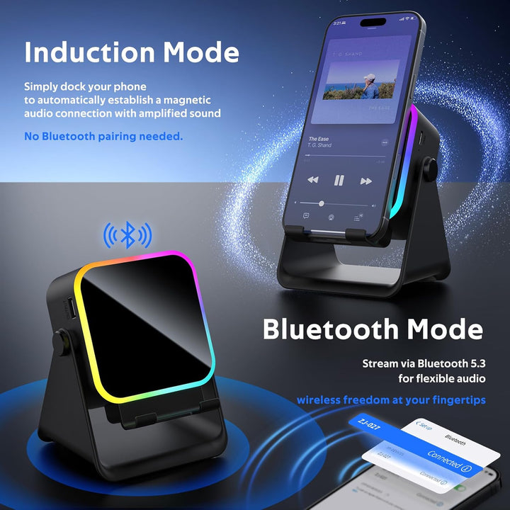 BIIB Geschenke für Männer, Induktions Bluetooth Lautsprecher mit Telefonständer, Gadgets für Männerg