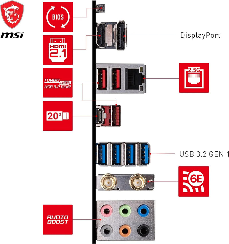 MSI B650 Gaming Plus WiFi Motherboard (unterstützt AMD Ryzen 7000 Prozessoren, AM5 - DDR5 Memory Boo