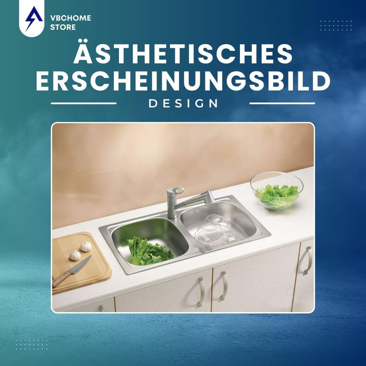VBChome: Doppelbecken Einbauspüle 780 x 435 mm Camping Küchenspüle - Satinstruktur Alveus Basic 160