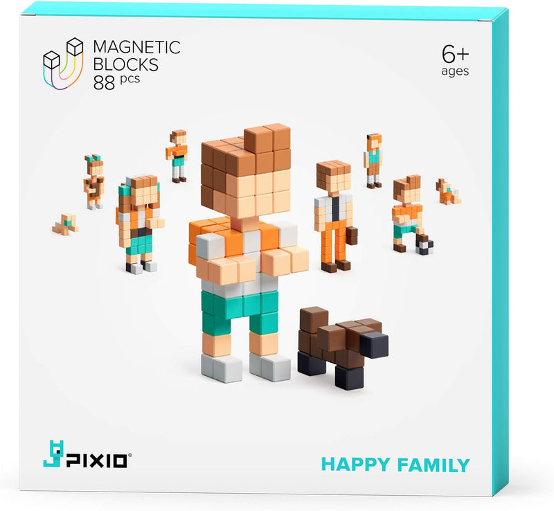 Bizak Pixio Happy Family – mit 88 magnetischen Würfeln, vom kleinsten bis zum Haustier, einfach und