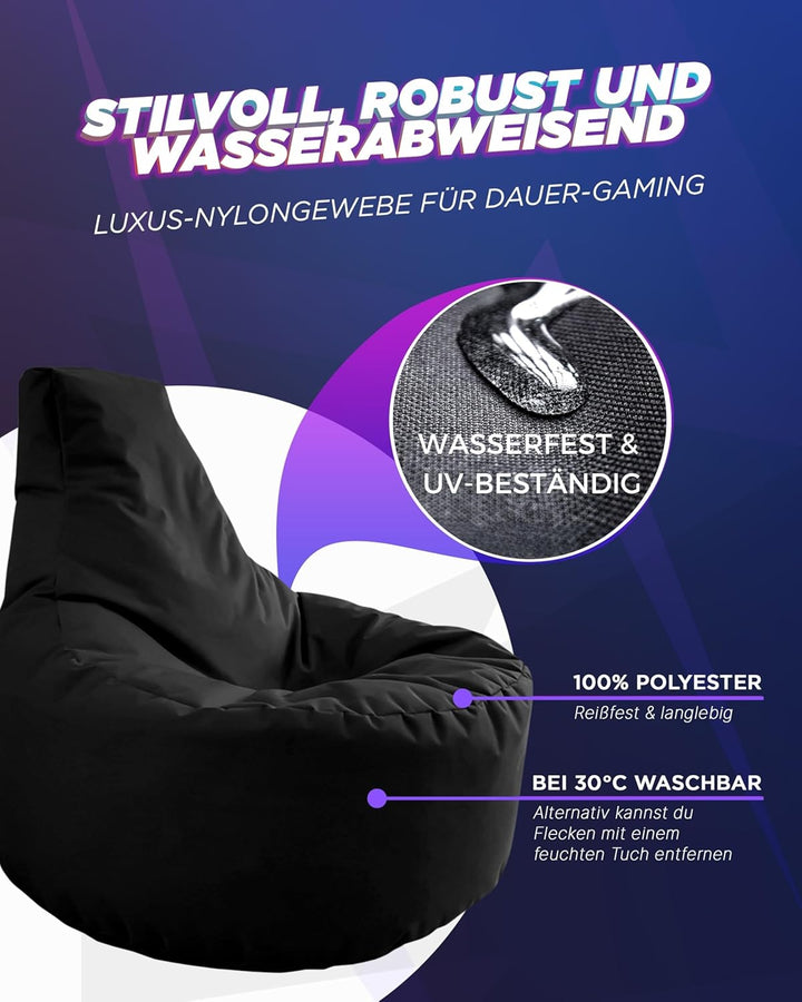 PATCH HOME Gamer Sessel mit Reissverschluss Lounge Kissen Sitzsack Sitzkissen Bean Bag In & Outdoor