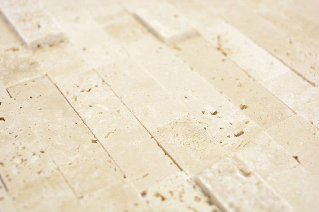 Selbstklebnde Mosaikmatte Verbund Naturstein Travertine beige für WAND KÜCHE Wandverblender Fliesens
