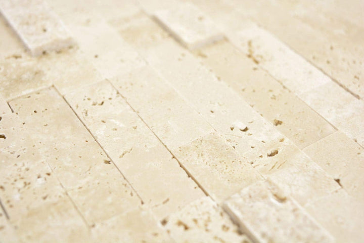 Selbstklebnde Mosaikmatte Verbund Naturstein Travertine beige für WAND KÜCHE Wandverblender Fliesens