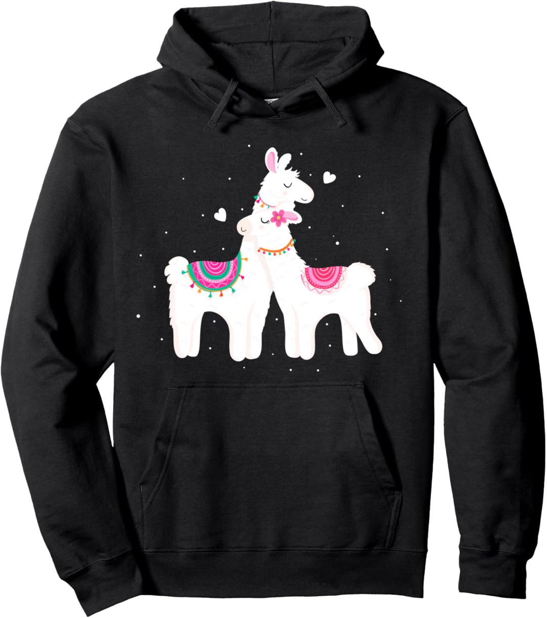 Lama Blumen Herz Alpaka Valentinstag Pullover Hoodie