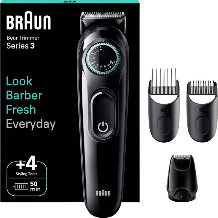 Braun Barttrimmer, Trimmer/Haarschneider Herren, Haarschneidemaschine mit ultrascharfer Klinge, 40 L