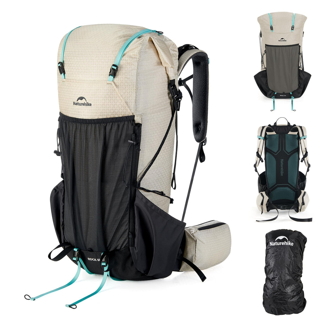 Naturehike Rock 2.0 Upgraded 60L Rucksack Interner Rahmen Wanderrucksack Damen mit Regenhülle Trekki