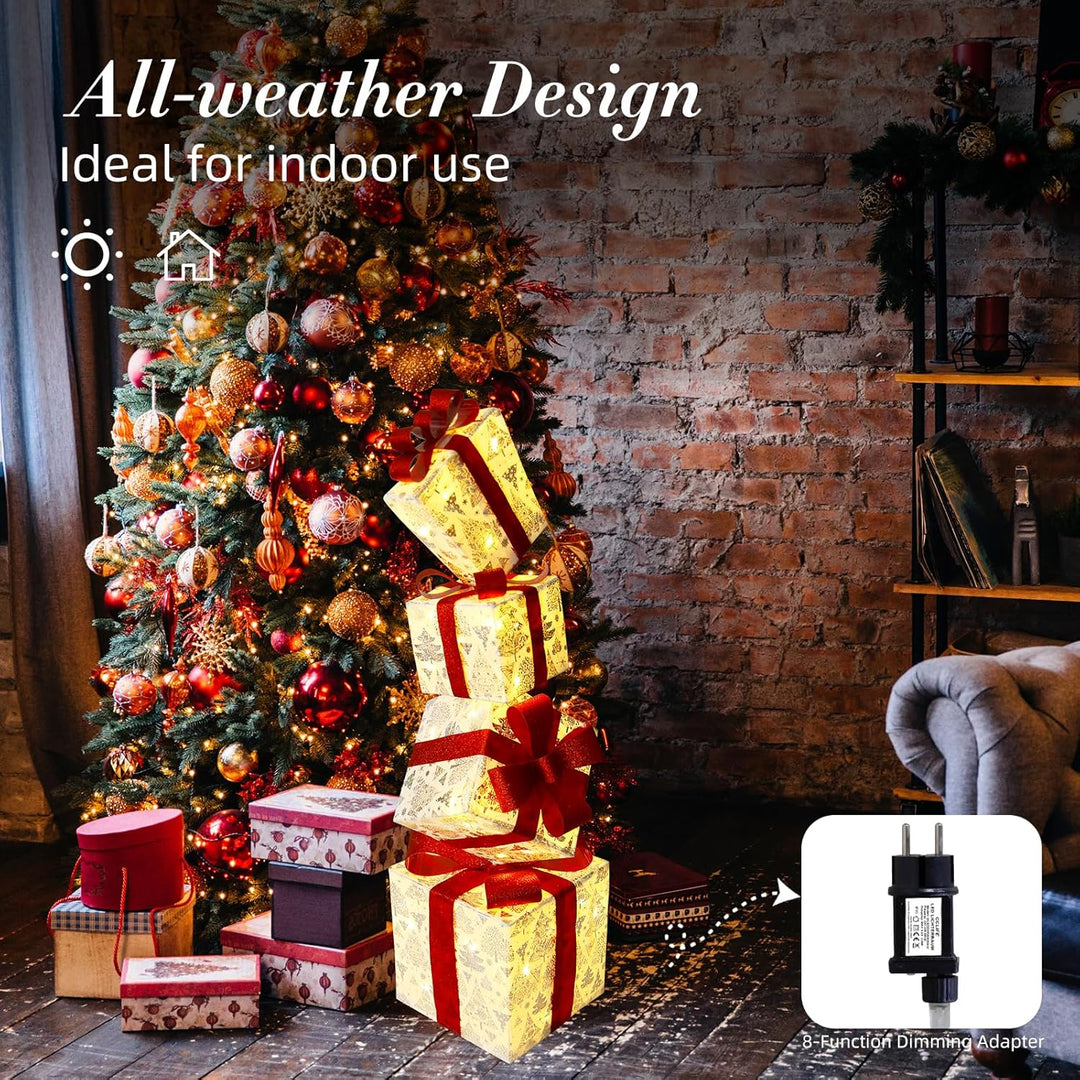 CCLIFE LED Geschenkbox 4er Set Weihnachten Weihnachtenbox Beleuchtete Lichterkette batteriebetrieb W