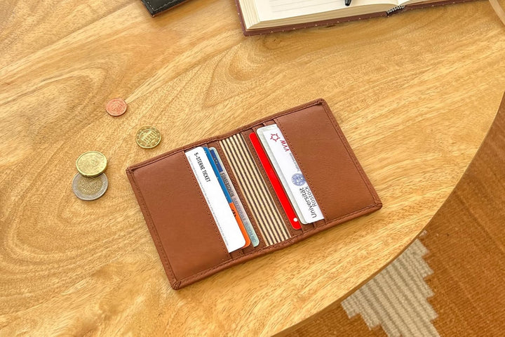Gusti Kartenhalter Leder - Hal RFID Kartenhülle RFID Schutz Kartenetui Brieftasche Portemonnaie Brau